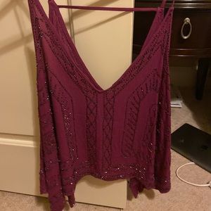 Free people sequin purple tank top